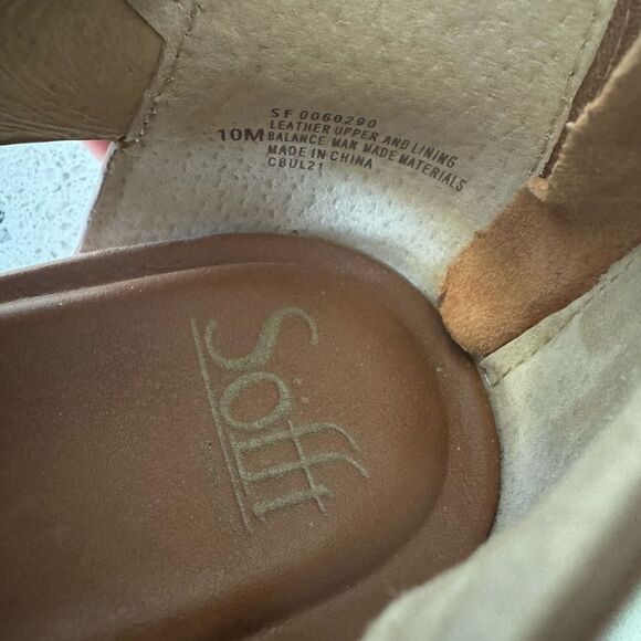 Sofft Cognac Brown Leather Sandals Open Toe Casual Comfortable Women’s Size 10M